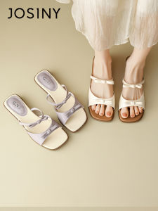 Josiny | New Summer Versatile French White Stylish Bow Slides