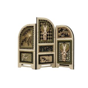 Retro Style Desktop Mini Screen Wind Ornaments Living Room TV Cabinet Home Decor Entrance Hall Artwork Handcrafted Sculpture