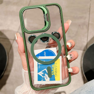 Luxury Magnetic Stand Glass Lens Protection Phone Case For iPhone13 14 15 16 11 12 Pro Max Plus Magsafe Shockproof cover