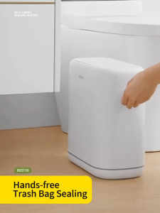 Ecoco Narrow Trash Can with Lid Self-Sealing Design 8L/12L for Bathroom Kitchen Free 15pcs TrashBags
