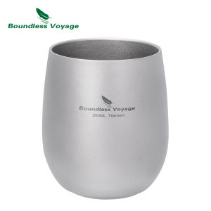 Boundless Voyage Titanium Double-Walled Cup Water Mug Food Grade Drinking Cup for Camping Travel Office Daily Use Ti3084D-new
