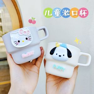 Childrens Toothbrushing Cup Mouthwash Cartoon Kitty Cat Kurokos Girl Wash Cup Boys Girls Plastic Anti-slip Bottom Design