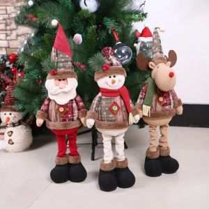 Christmas Doll Lovely Shape Built-in Cotton Retractable Santa Claus Snowman Reindeer Doll for Indoor Decor