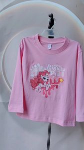 Cute Pink Long Sleeves Top Korean Style Trendy Printed Unicorn Design Long Sleeve Shirt Blouse for Kids Girls