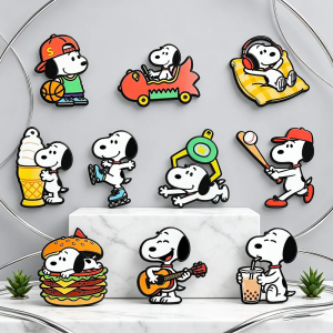 Bandai | 4/6/7/8/10Pcs Snoopy Enamel Pin Set Cartoon Charlie Brown Woodstock Brooch Lapel Pins for Backpack Clothes Badge Cute Fans Gift