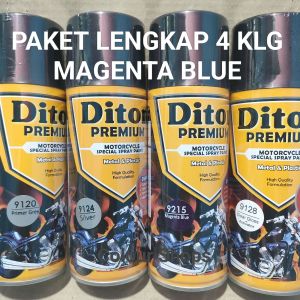 Pilok Cat Diton Premium Paket Lengkap 4 Kaleng Magenta Blue Biru Ungu Metalik 9215 Primer Grey 9120 Silver 9124 Clear Gloss 9128 400cc Pilox Paketan Cat Semprot Special Spray Paint