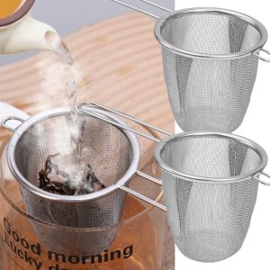 Anti-Scald Stainless Steel Tea Infuser / Fine Mesh Brewing Filter with Handle / Practical Kitchen Accessory for Tea Leaves Coffee and Spices