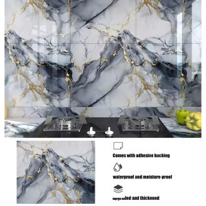 Kitchen marble wall stickers waterproof and oil-proof thick stickers stove countertop protective film self-adhesive wallpaper