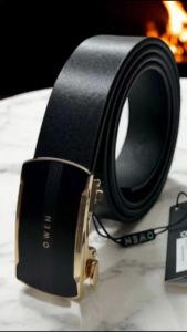 Thắt lưng nam OWEN da bò thật cao cấp mặt khóa trượt loại giấu dây da trơn nguyên miếng (giá mác 395k)