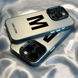 Lucky Letter Silicone Phone Case for Apple 16Promax iPhone 14 Trendy Brand Simple Design Mens Womens Anti-Fall Hard Shell Protection