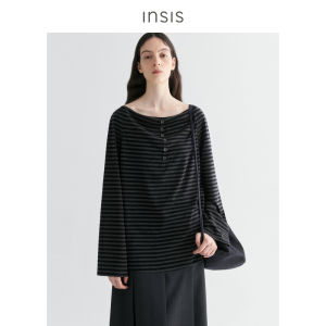 INSIS FEMME | Lightweight Vintage Stripe 2-Way Collar Loose Knit Top