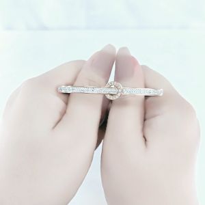 SO SEOUL Olivia Orbit Round Circle Double Row Insets Austrian Crystal Rose Gold Side Hinged Bangle