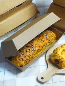 Thickened Kraft Paper Hotdog Box Takeaway BBQ Grill Catering Disposable BBQ Packaging Box Heat Resistant Burger Container