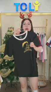 Áo thun nữ TOLI PSM35 - Cổ tròn phối viền in ngựa TRANSCEND cực chất dáng vừa cotton mềm mịn