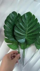 10/50Pcs Artificial Green Turtle Leaf DIY Wedding Birthday Party Home Tabletop Decorative Fake Silk Plant Palm Leaves Branch