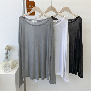 Áo dài tay nữ cotton Polyester Phần mỏng dáng rộng Áo thun thường ngày cho mùa hè Áo sơ mi điều hòa không khí thời trang mỏng có thể nhìn thấy chống nắng