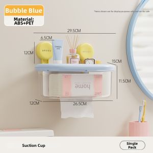 Wall Mounted Suction Paper Towel Holder with Lid and Storage