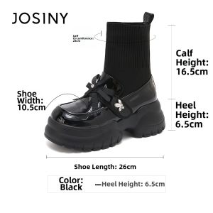Josiny | Thick Sole Plush Winter Loafer Boot Height Increasing Black