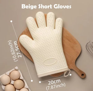 Heat-resistant thickened silicone gloves anti-slip insulated gloves for baking in the microwave five-finger heat-proof