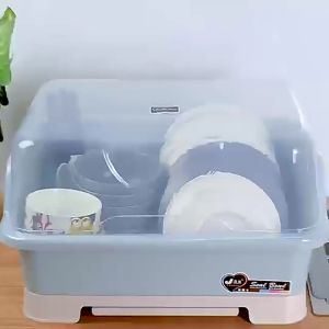 Hisoa Kitchen Dish Rack With Cover Dust-proof Insect-proof Dish Drain Rack Kitchen Multi-functional Storage Box Kitchenware Tableware Organizer Rack
