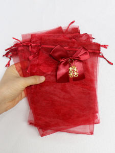 Wedding Celebration Red Envelope Net Bag No Folding Required Chinese Style Wedding Candy Box Gift for Newlyweds