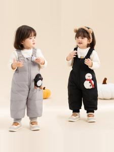 Thickened down Trousers for Babies And Kids Winter Outdoor High Waist Cartoon Style Boys Girls Long Pants Warm And Stylish