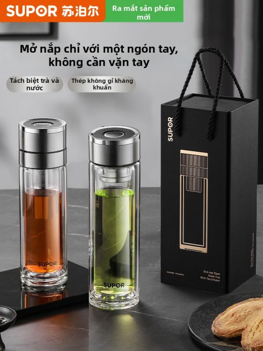 Supor | Ly Kính Hai Lớp Cách Nhiệt Tách Nước Trà Mở Một Nhấn | Lazada.vn