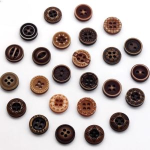 Nút Nhựa Gỗ Cổ Điển Bốn Mắt Cao Cấp Cho Áo Sơ Mi Nam Áo Sơ Mi Denim Nữ Áo Len Cardigan Mỏng Nút Trang Trí DIY