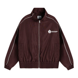 Loopsoon | Emblem Print Color Block Stand Collar Jacket