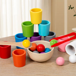Montessori Wooden Toy Color Cups Matching Sorting Cognition Game Training Early Education Learning Educational Toys For Children