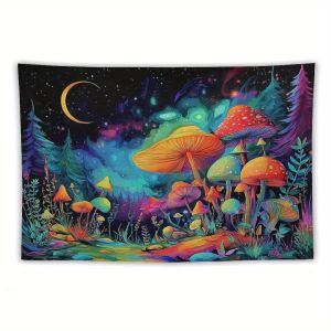 VIKAMA Mushroom Tapestry Hippie-Style Bedroom Tapestry Charming Aesthetic Wall Feature Decorative Backdrop