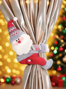 O-KAY Christmas Plush Doll Velcro Curtain Button Santa Claus Elk Doll Buckle Party Window Decor Accessories Christmas Tree Ornaments Decorations for Home