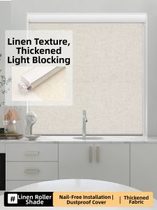 Gagaku | No-drill Install Fully Blackout Roller Blind Linen