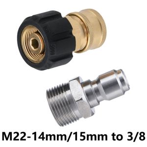 Tool Pressure Washer Adapter Set  M22 to 3/8 Quick Connect for Pressure Washer Hose M22 14mm/15mm to M22 Metric Fitting 5000 PSI