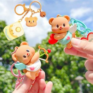 ของเล่น AHUF0ตุ๊กตาหมีเนยพวงกุญแจพีวีซีเสน่ห์ถุงซานตาจี้ตุ๊กตาน่ารัก