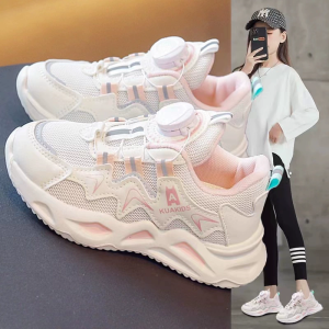 Trendy Girls Running Shoes Summer New Rotation Button Sports Shoes Casual Lightweight Breathable Childrens Footwear