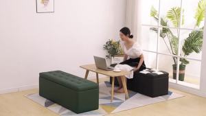 🔥Ship in 12 Hour+2025 Upgrade🔥120cm Leather Ottoman Storage Bench With Wheel PU Ottoman Storage Stool Bench Chair Waterproof Multi-functional Large Capacity Space Saving Ottoman Stool Bench With Storage 储物凳 收纳凳