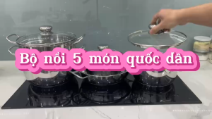 BỘ 5 NỒI FIVESTAR NẮP KÍNH 3 ĐÁY