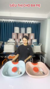 Chậu gội đầu tại giường nhựa Việt Nhật có đệm lót cổ và đỡ đầu silicone thau gội đầu tại nhà nằm giường gội tiện ích