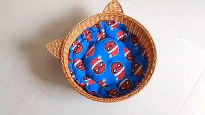 Mani Rattan Vine Cat Shaped Pet Sleeping Bed/Nest Basket