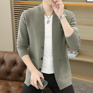 ROMON | Lormen Mens Knitted Sweater Cardigan Thick Warm Spring Autumn New Style Dad Clothes Winter Fleece Lined Fashion Urban Style
