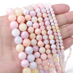 ลูกปัดวงกลมรูปร่างสังเคราะห์หยกธรรมชาติสีเหลือง ลูกปัดหิน 4/6/8/10มม. สำหรับสร้อยข้อมือ สร้อยคอสร้อย ข้อมือ DIY และเครื่องประดับ 15 มม. (38ซม.)