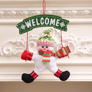 Door Hanging Welcome Sign Merry Christmas Decoration Door Listing Banner Wall Party Pendant Ornament Santa Claus Snowman