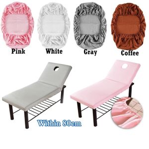 190x70cm Pure Color Massage Table Bed Fitted Sheet Elastic Full Cover Rubber Band Soft Fabric Massage SPA Bed Sheet with Hole Sabanas [COD][Ready Stock]