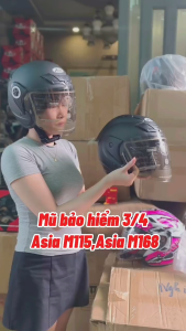 Mũ bảo hiểm 3/4 có kính Asia M115 và Asia M168 hàng chính hãng cao cấp