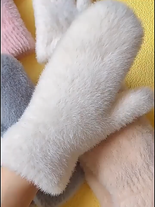 ถุงมือกันหนาวบุขนแกะ สีพื้นสำหรับผู้หญิง ถุงมือปั่นจักรยานสไตล์เกาหลี ถุงมือกันหนาวสำหรับผู้หญิง