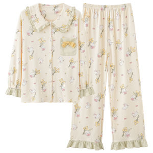 Bộ đồ ngủ dài tay MiiOW dành cho nữ in họa tiết hoa thoải mái và ấm áp để mặc