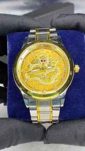 [BAYAR DIRUMAH] Jam Tangan Pria Import Full Diamond Desain Naga Motif Timbul 3D Rantai Stainless Steel Anti Karat Bercahaya Tahan Air Kedalaman 30M Kaca Hardlex Glass Tebal Tahan Gores Luminous Nyala Ditempat Gelap Analog Bisnis Keren Gratis Box - JP21