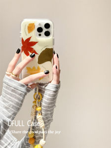 UFULL Autumn Maple Leaf Illustration Silicone Phone Case for Apple 17ProMax iPhone 16 Full Cover 13 New 14ProMax Womens Style