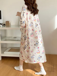 Idle Style Cartoon Nightdress Womens Summer Short Sleeve 2024 New Arrival Loose plus Size Mid-Length Pajamas Women Summer Home Wear